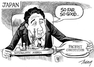 Abe Article 9 Political Cartoon